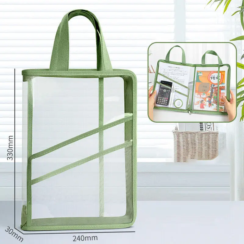 Sac de Rangement Transparent en PVC, pour Papier de Test, à Main, Étanche, pour Livre, Multifonctionnel, pour Stockage de Données, Fournitures Scolaires