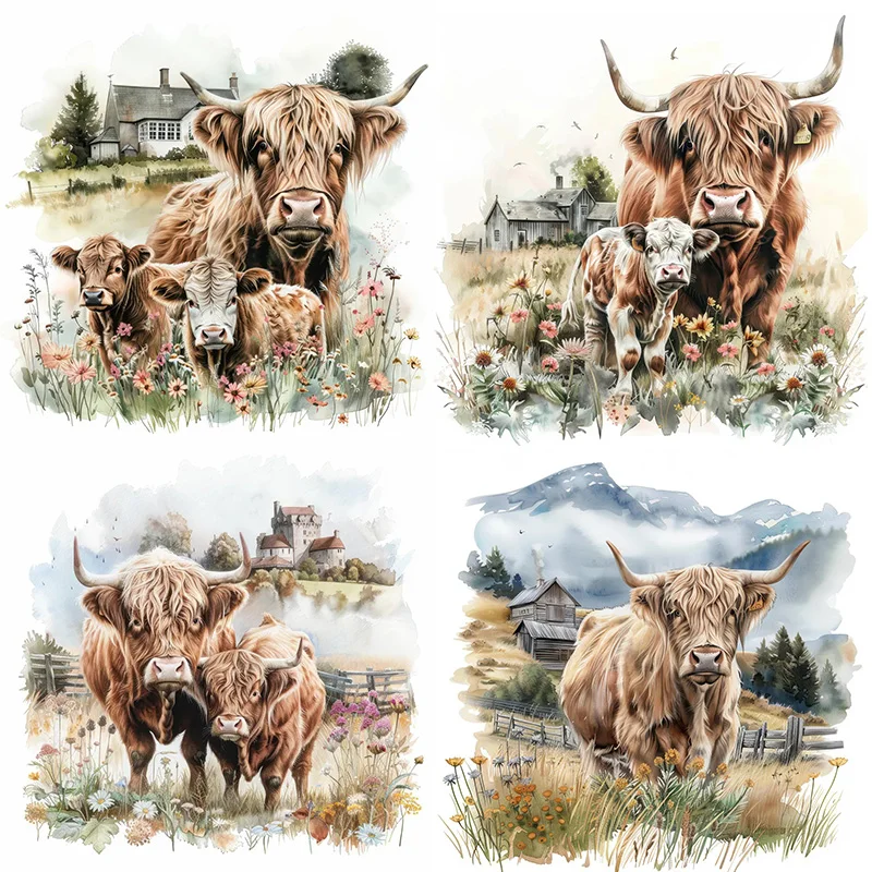 

MT923# Highland Cow Farm Decal Bedroom Entryway Living Room Porch Home Decoration Wall Stickers, Removable Toilet Stickers