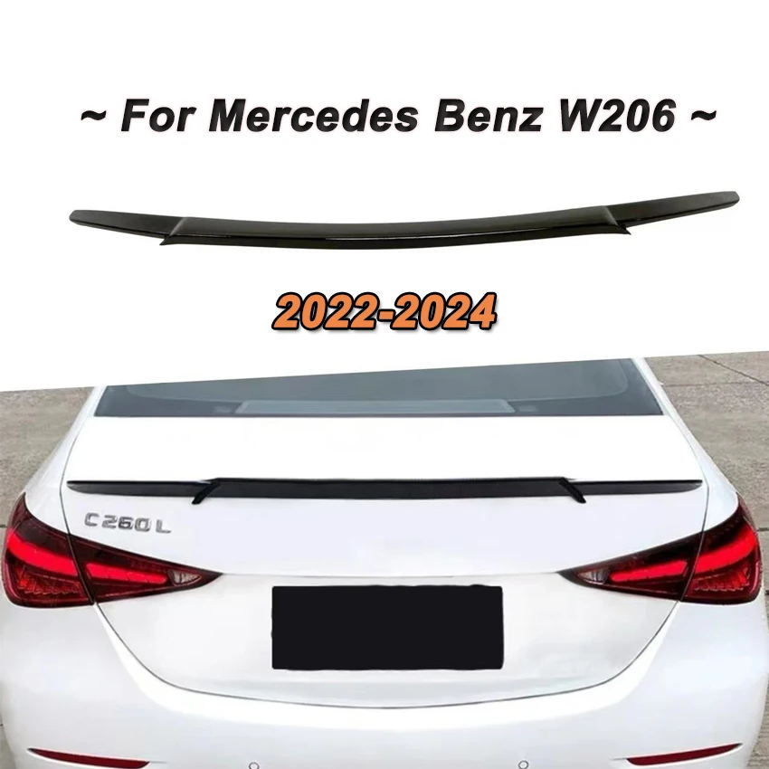 

For Mercedes Benz W206 C-Class 2022 2023 2024 Carbon Look Rear Trunk Spoiler Wing Tail Boot Lip Deflector Body Kit Tuning