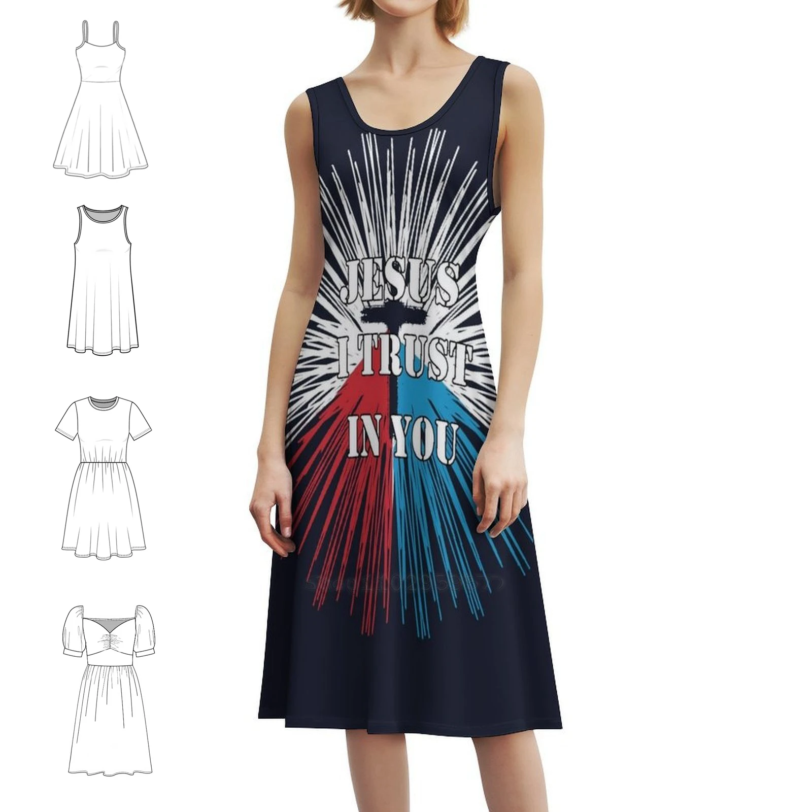 يسوع أنا تثق بك فستان عطلة مثير للنساء فستان قصير لحفلات الشاطئ وأعياد الميلاد يسوع أثق فيك فستان يسوع الإلهي #1