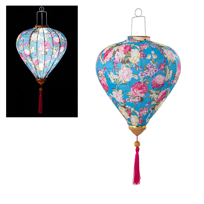 14/12inch Beautiful Flower Print Retro Chinese Lantern Outdoor Waterproof Festival Party Decor Restaurant Home Hanging Lantern 