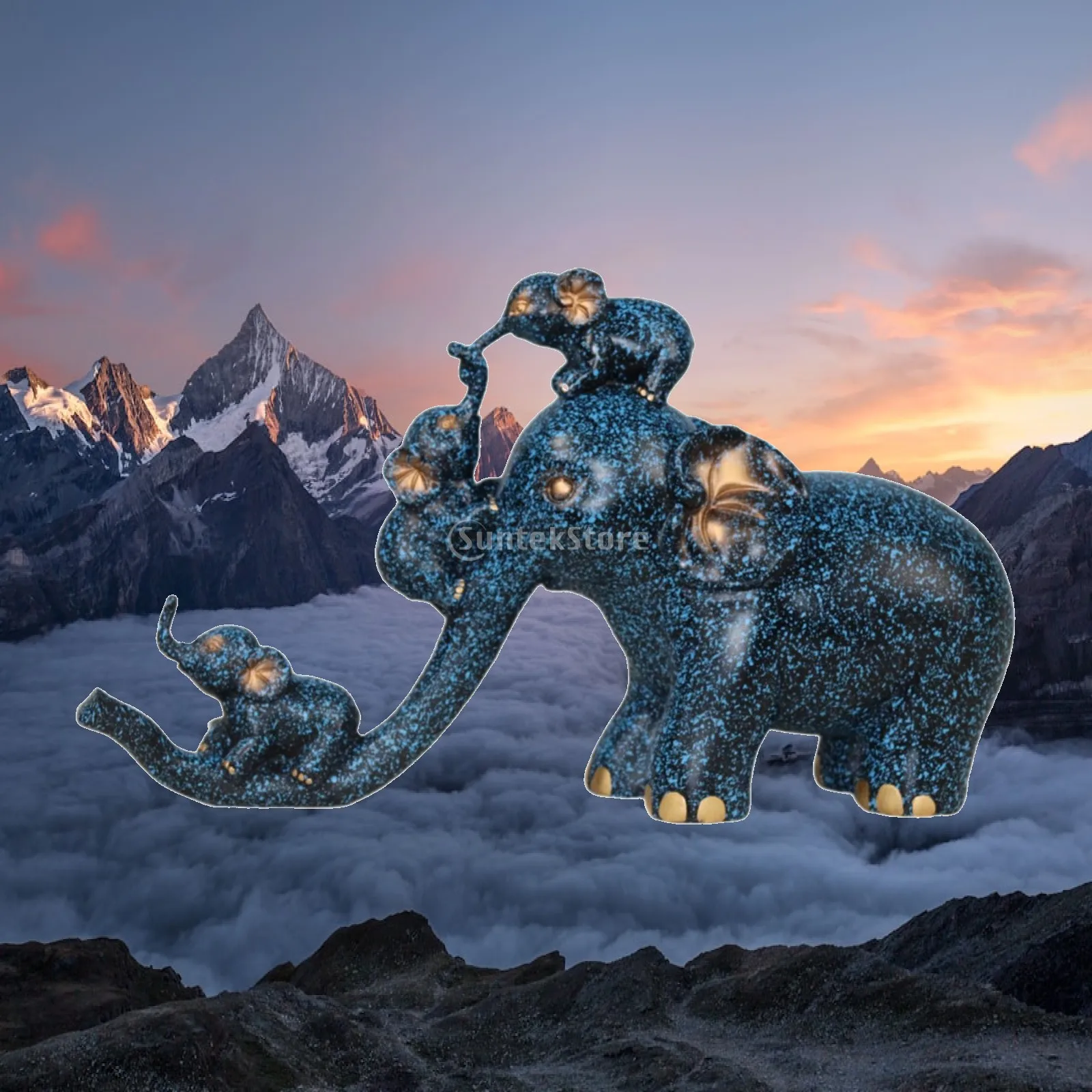 Adorable Family Figurine Ornament Desktop Animal Statue Decor