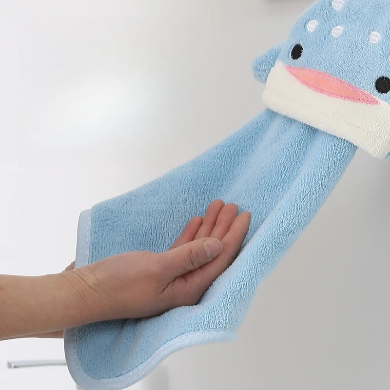 Cartoon Cute Children Hand Towel Kitchen Bathroom Water Absorbent Coral Velvet Towel Hanging Hand Towel