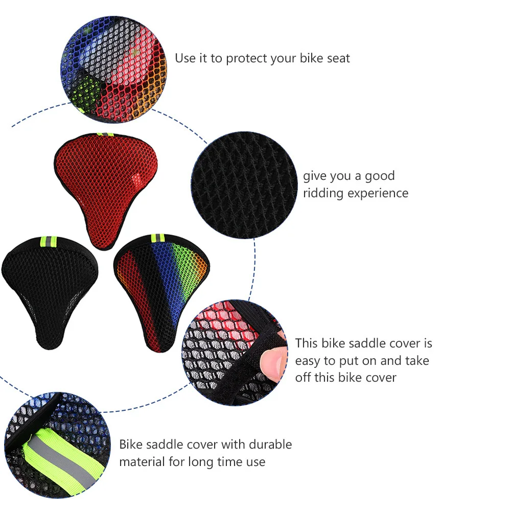3pcs Sunproof Bike Seat Cover Thick Waterproof Saddle Cushion Reflective Breathable For Cycling Riding Protection Bike