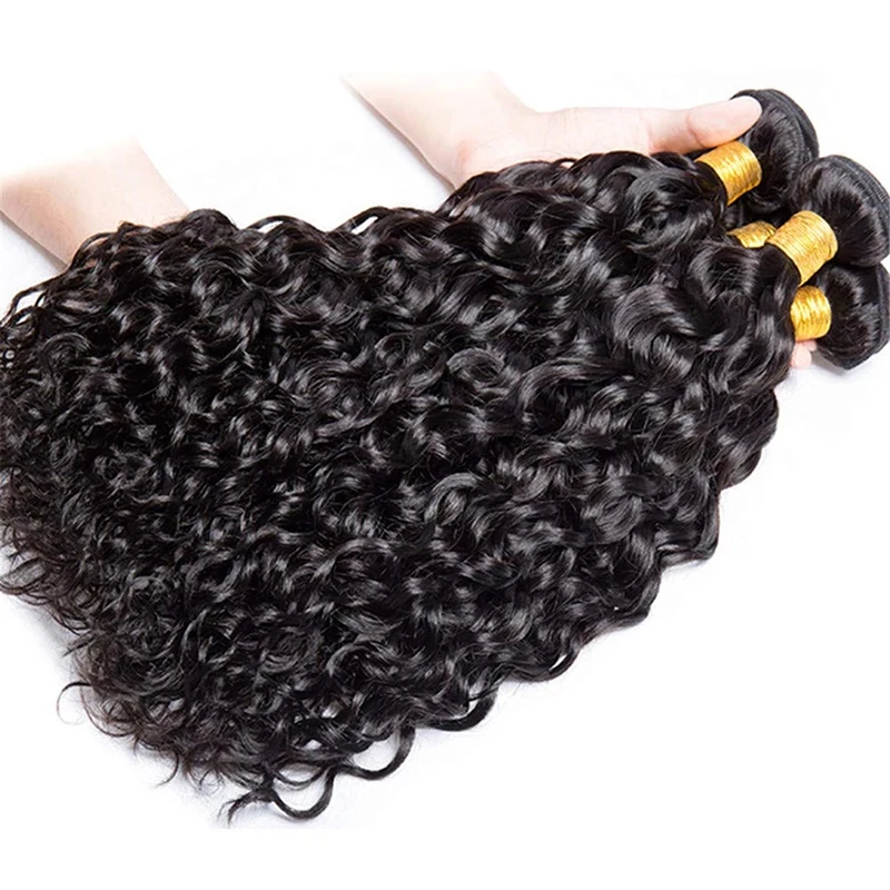 Water Wave Human Hair Bundles 10A Virgin Hair Bundles Curly Hair Weave 3 Bundles Human Hair Wet And Wavy Hair Weft Extensions