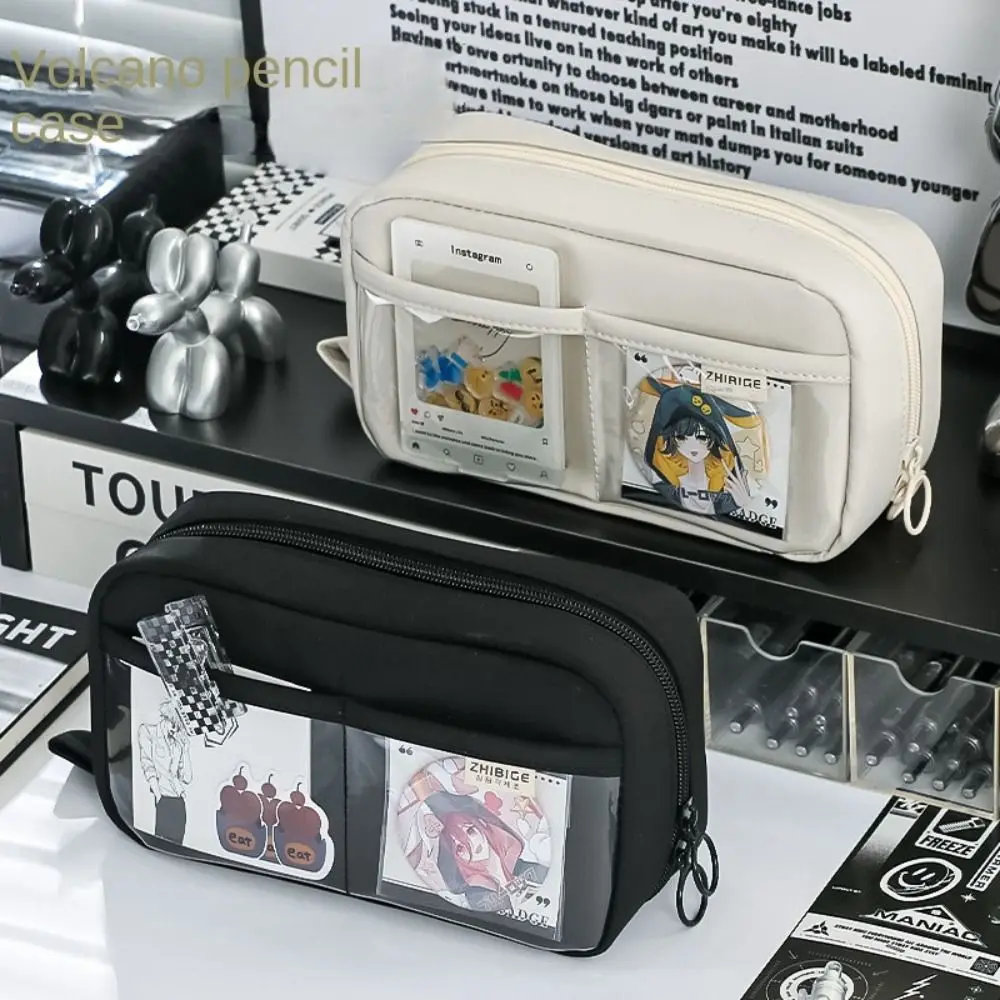 Flat Open Pencil Cases Transparent Large-capacity Stationery Bag Multi Pocket Marker Pouch Pen Pouch Cosmetic Bags