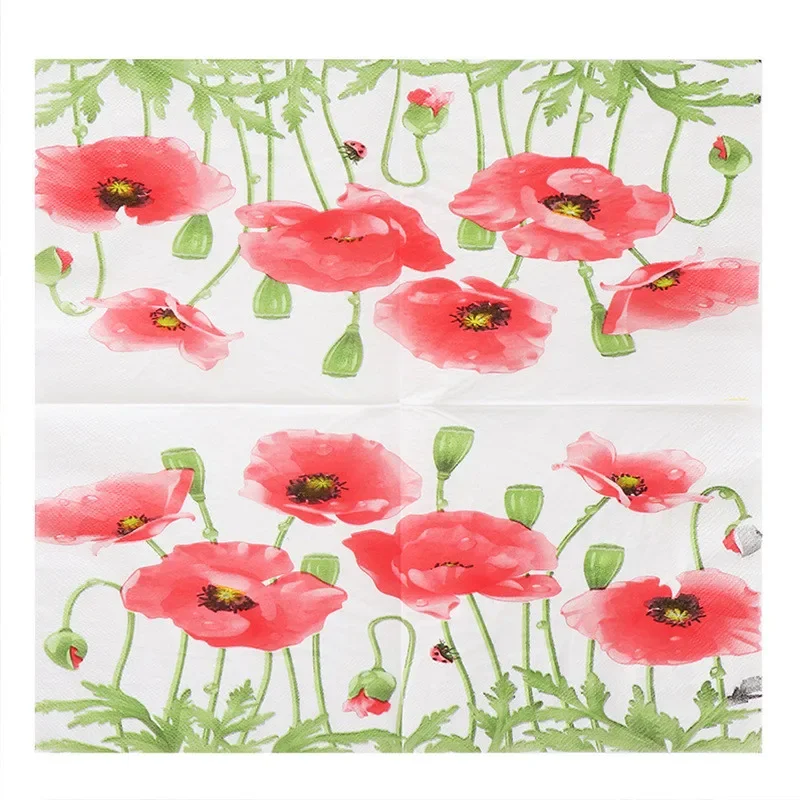 20 Stück/Packung 33x33cm Papierservietten mit Pflanzen- und Blumendruck, Einweg-Tischservietten für Zuhause, Hochzeit und Partydekoration – Detail 10