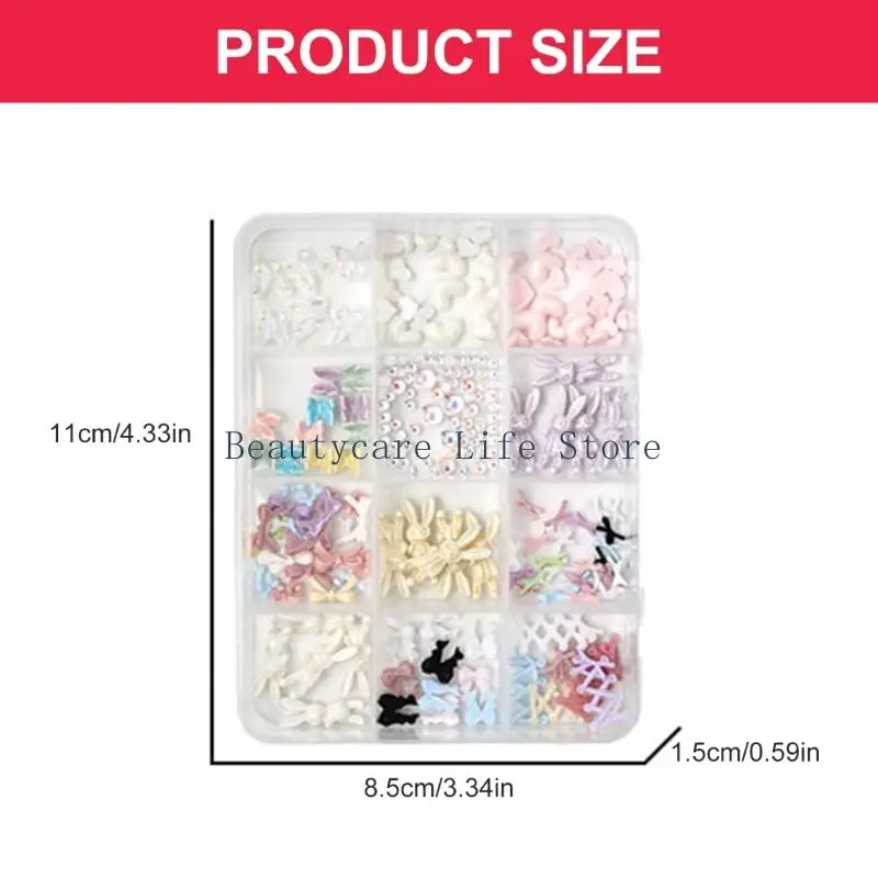 652Cシンプルな弓箱蝶のネイルチャームチャームマニキュアアクセサリーDIYクラフト用のネイルラインストーンジュエリーネイルデコレーション