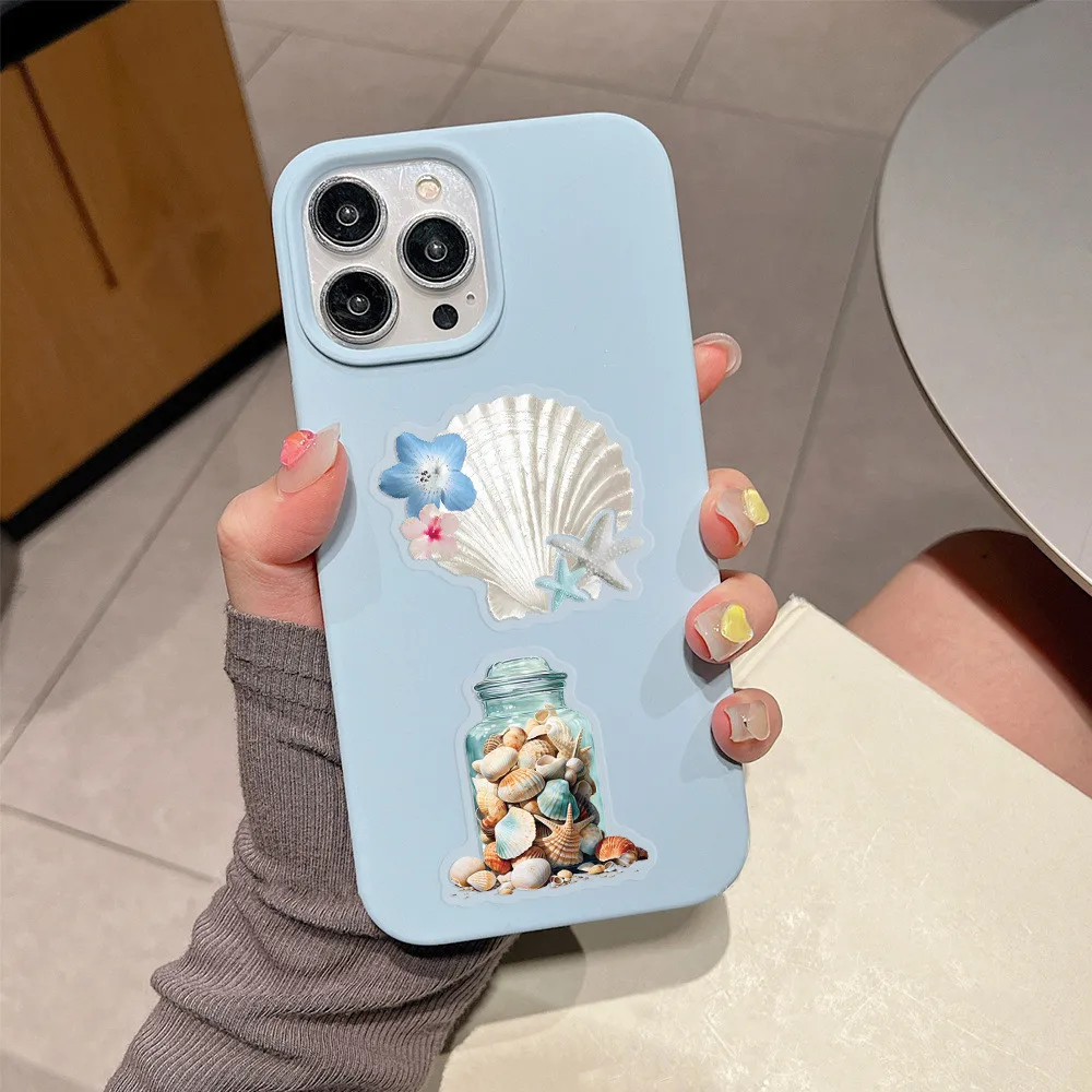 60개 신상 디자인 소라 껍질 스티커 팩 - 꽃 요소가 있는 방수 투명 PET 스티커 (애니메이션 월드 스토어)