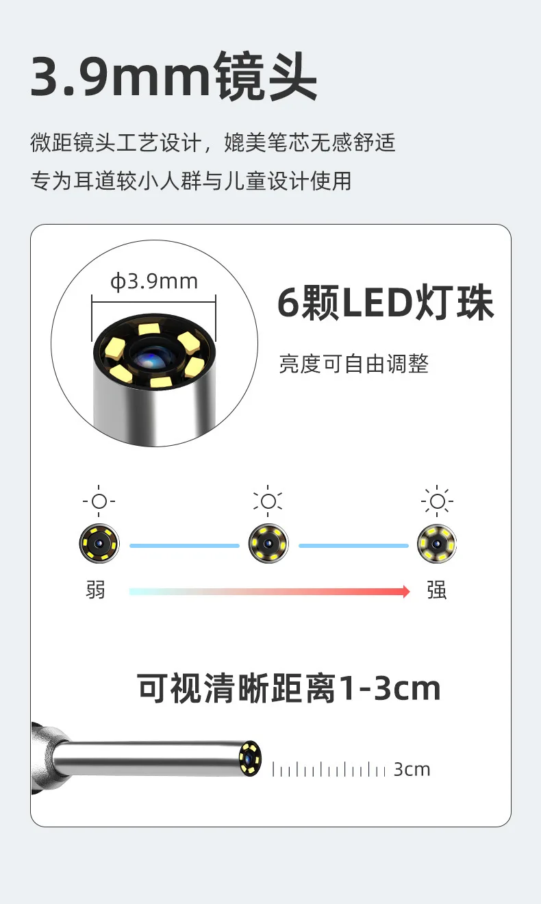 2mp-39mm-43インチ耳かき内視鏡カメラ耳垢除去オトスコープ検査耳鏡クリーナー3in1-usb耳カメラ