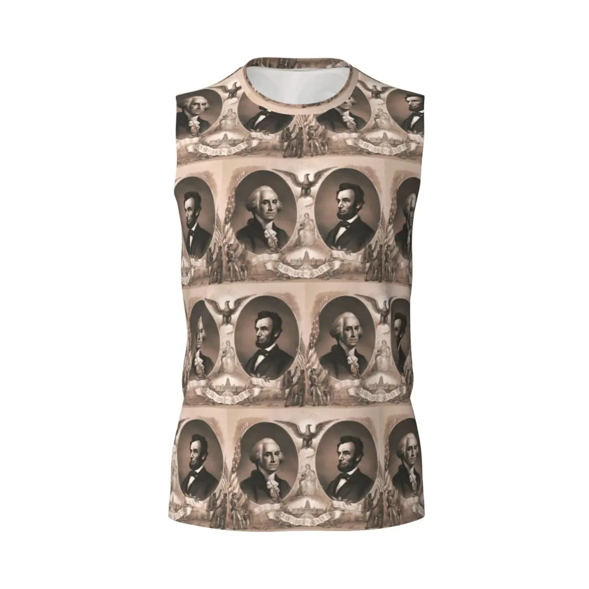 George Washington And Abraham Lincoln Men Printed Sleeveless T-shirt Casual Hip Hop Street Style Beach Holiday Tank Tops