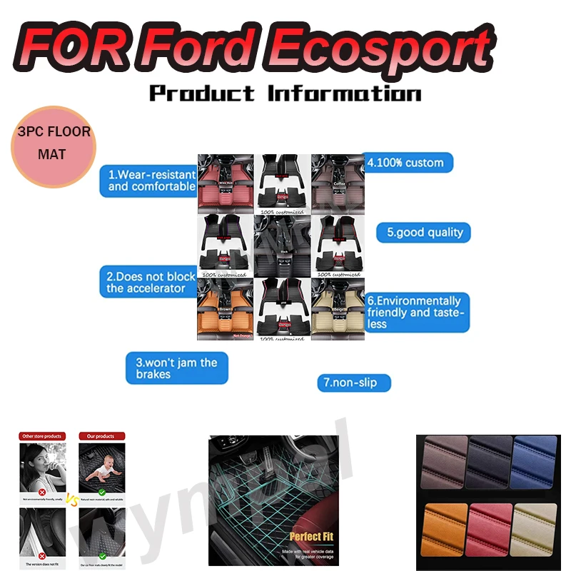 

Роскошные автомобильные коврики для Ford Ecosport 2018 2019, изготовленные на заказ автомобильные подушечки для ног, автомобильный ковер, аксессуары для интерьера