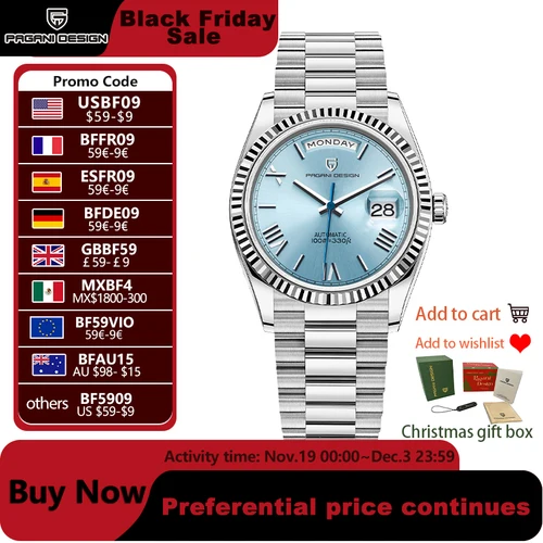 PAGANI DESIGN 2025 nuevos relojes DD36 para hombre, reloj mecánico automático de lujo de marca superior, reloj de pulsera de zafiro AR para hombre 10Bar ST16