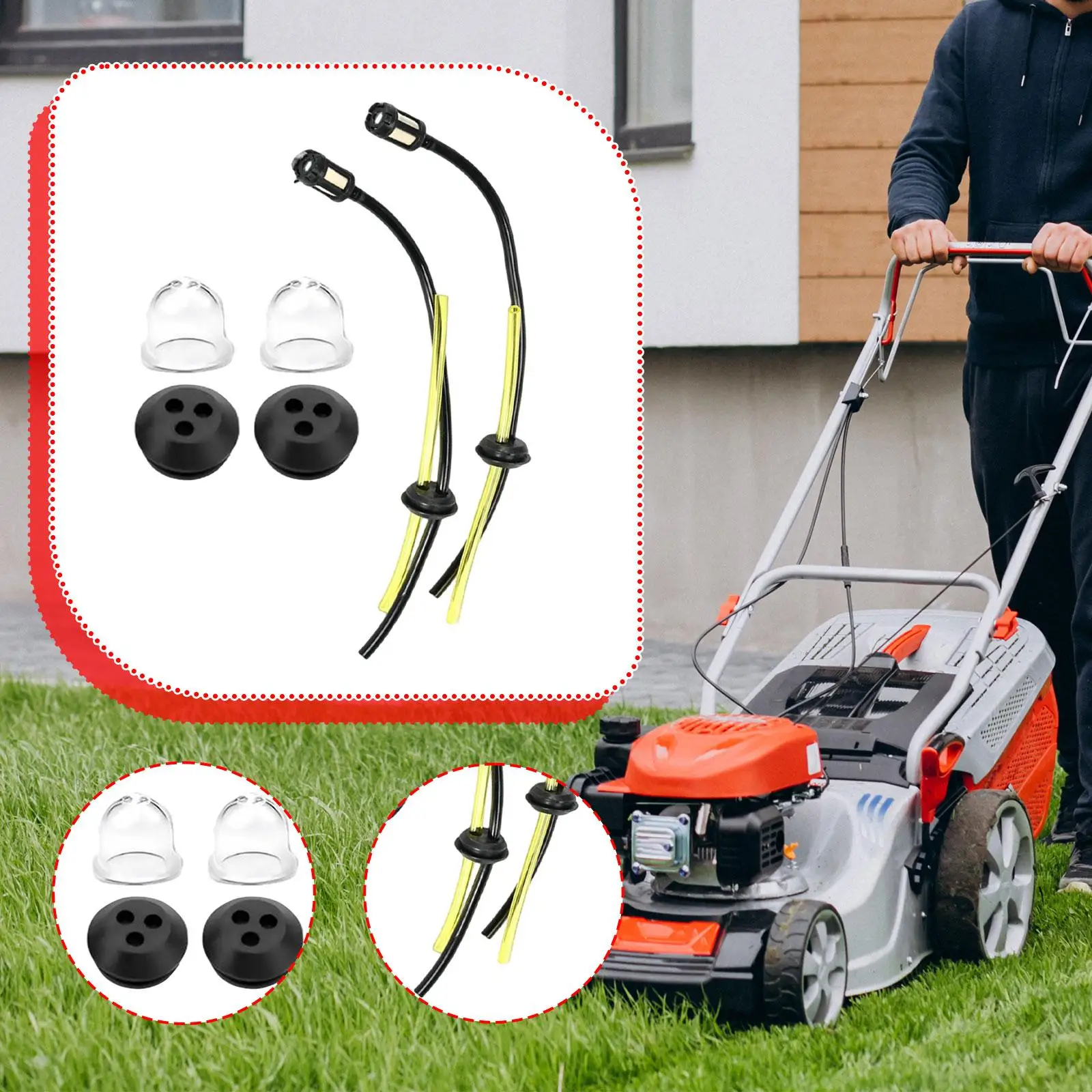 Kit de tanque de mangueras de filtro de líneas de combustible, Kit de filtro de gasolina para máquina de jardín, cortasetos, cortacésped, accesorios para cortacésped, 6 uds.