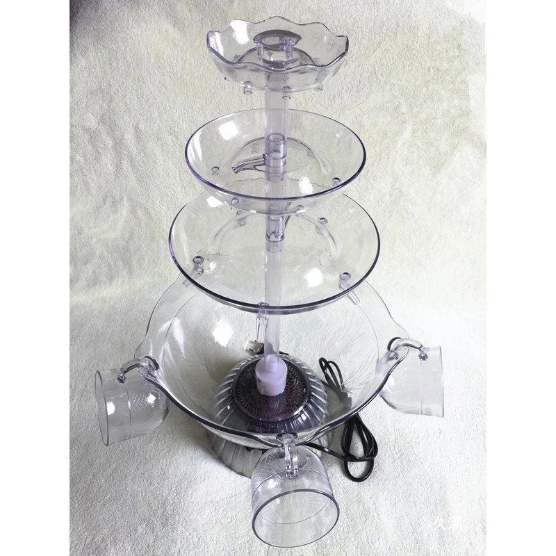 3-Tier LED Lighted Beverage Fountain, 6-Cup Party Drink Dispenser for Cocktail, Juice, Soda, Party Gathering