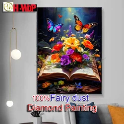 Fairy Dust Diamond Painting Flower Full Square Diamond Embroidery Gem Cross Stitch AB Diamond Art, Crystal Home Decor, Book 100%