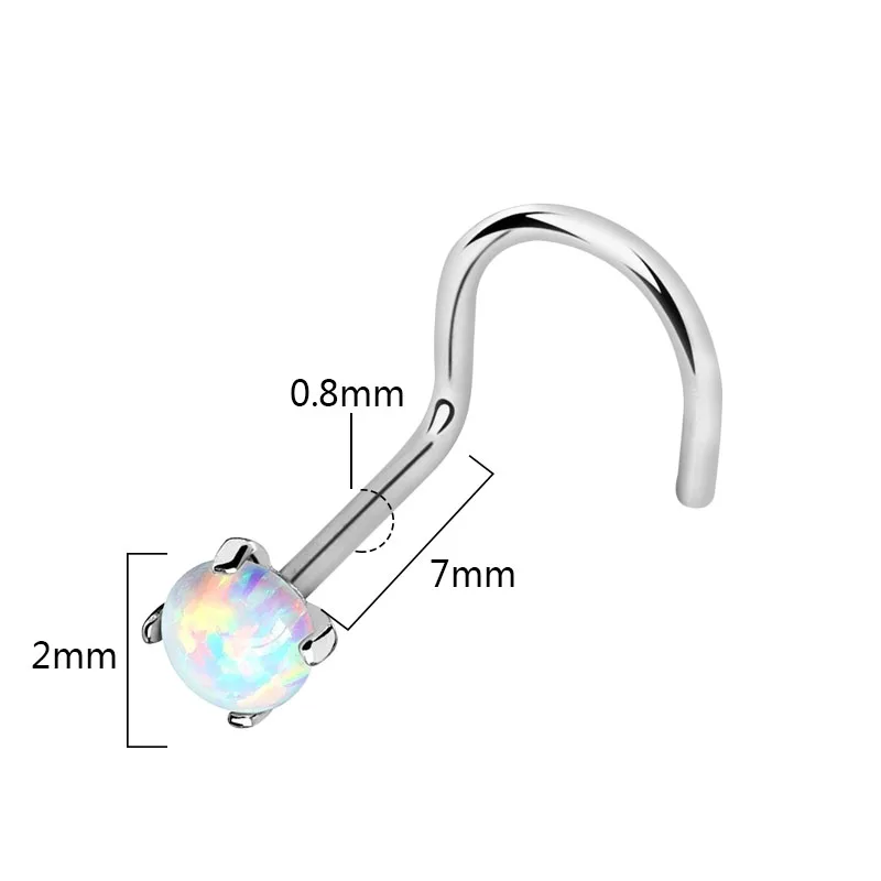3pcs/lot Opal Bone Nose Studs Sets Stainless Steel S-Shaped Nose Nail Piercing for Women Men L-Style Nose Stud Rings Piercings
