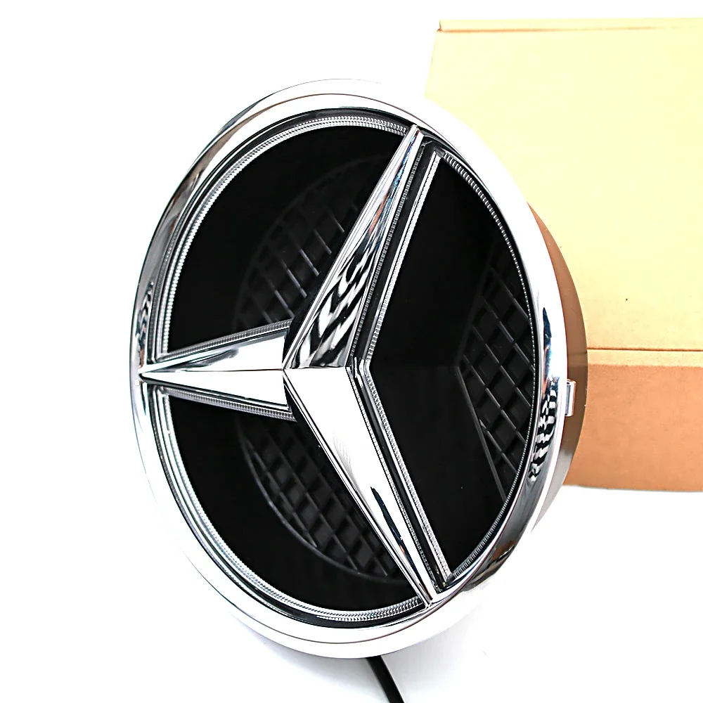 Black Border 3D Mirror Emblem For Mercedes Benz E-Class W213 2016-2020 Silver Car Front Grilled Star Emblem Logo Car Accessories