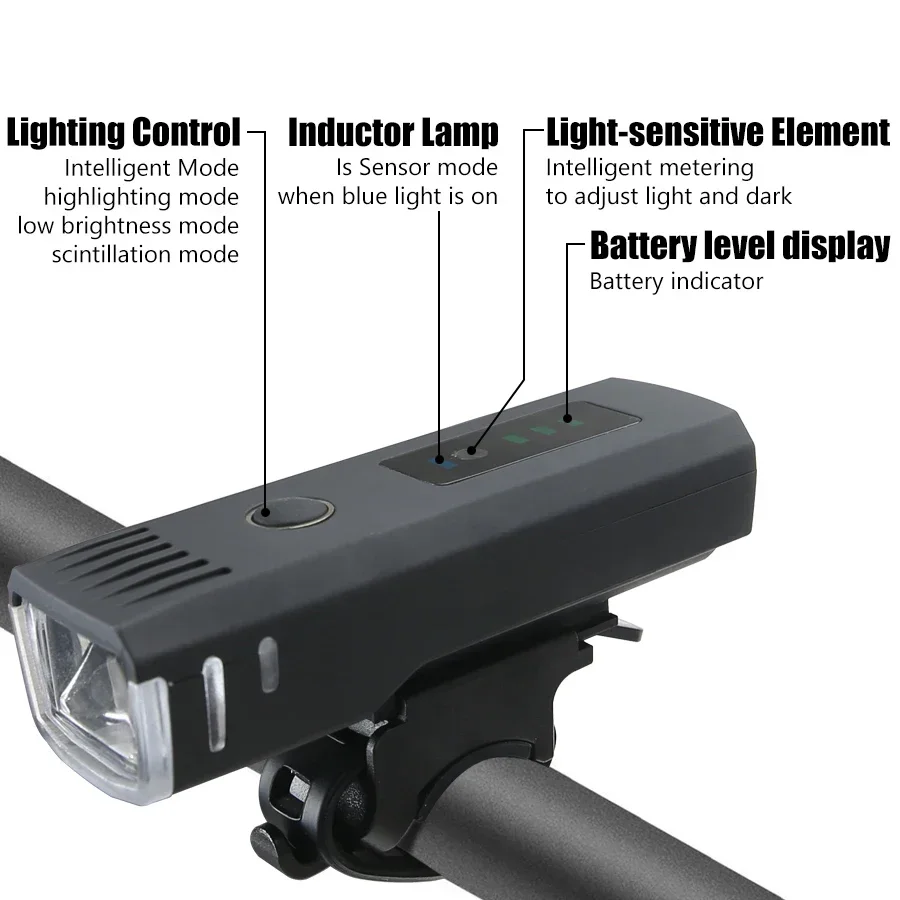 USB Rechargeable 1000LM Bicycle LED Front Light Smart Sensor Rear Light Waterproof Bright Cycling Safety Flashlight for Night