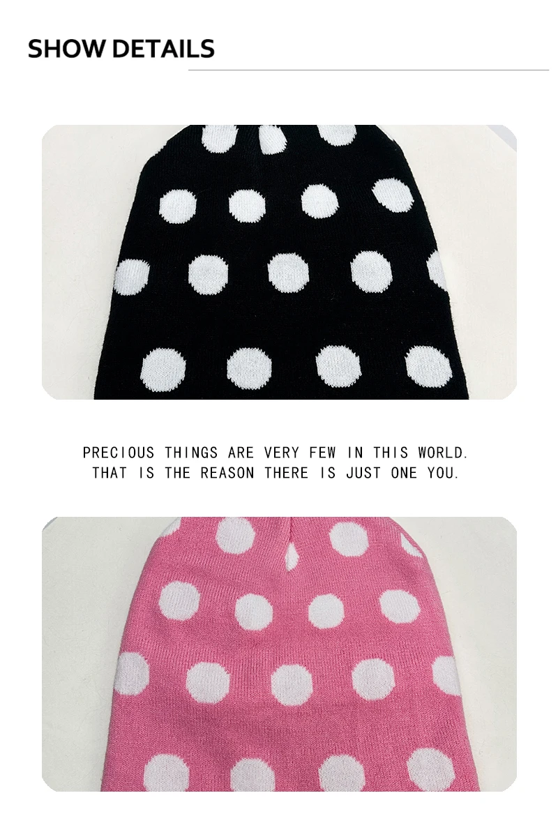 Neue Herren- und Damen-Jacquard-Mützen mit runden Wellenmustern, warme Farbblöcke, vielseitige Retro-Beanies, Nischenmode, lässige Ins-Mode. – Detail 3