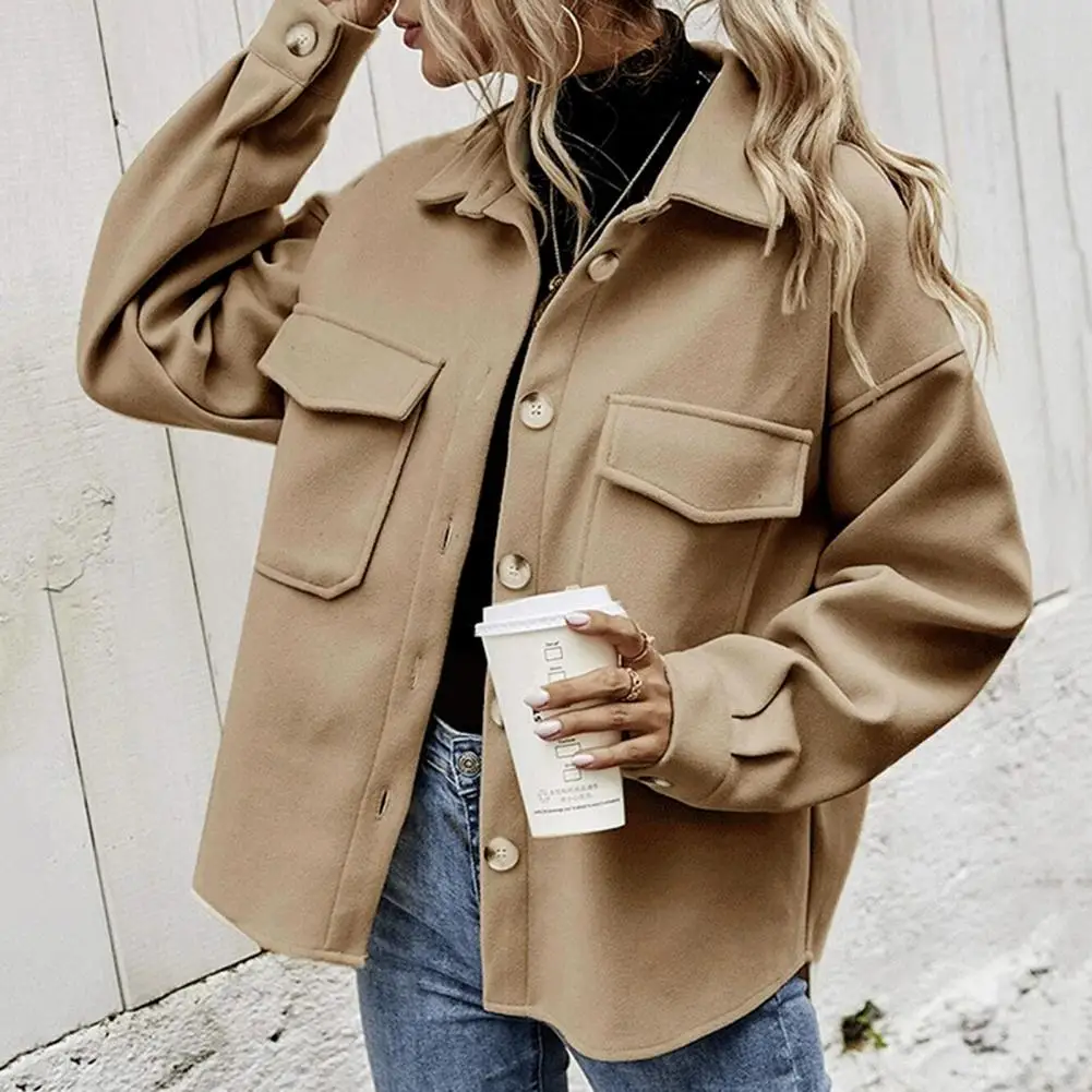 

Fall Winter Coat Stylish Fall Winter Women's Cardigan Coat with Single-breasted Button-down Design Thickened Material for Cold