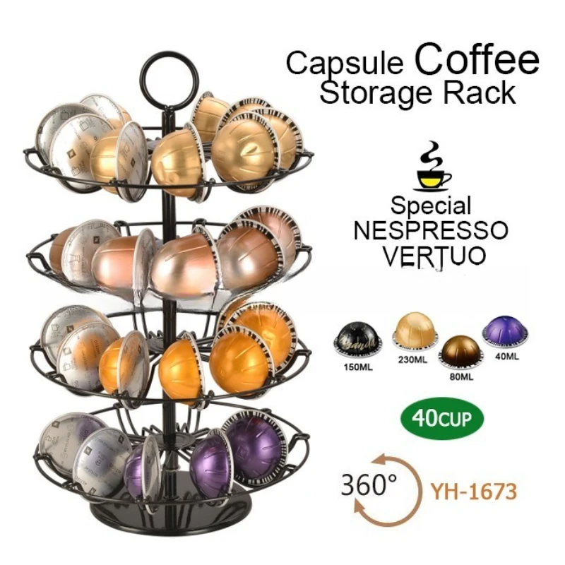 Vertuoline Capsule Storage Drawer Vertuo Coffee Holder Metal Multiple Flavors Pods Organizer 40 Pcs Capacity