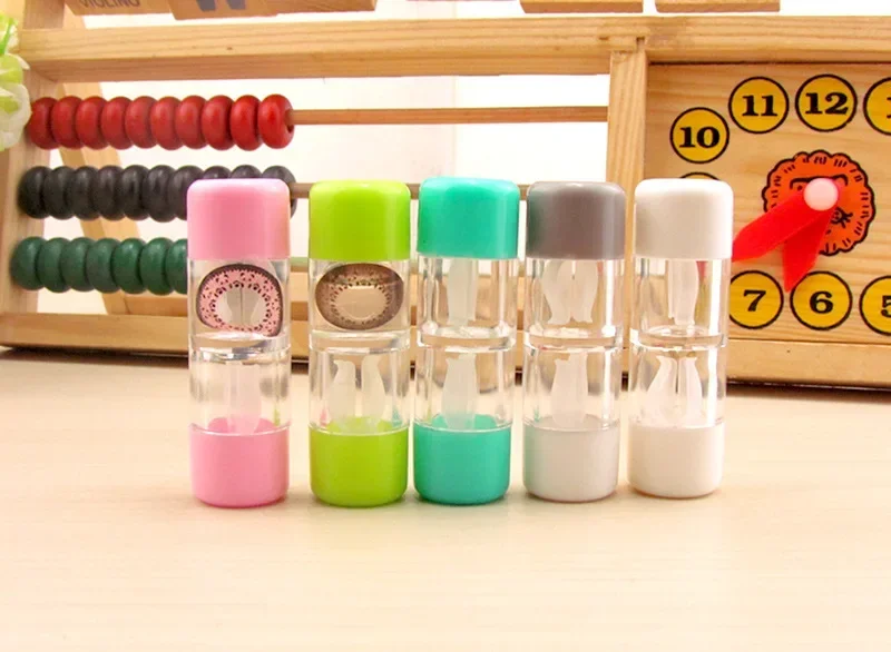 1PC Contact Lens Case Candy Color Glasses Lenses Box Tweezers Container Travel Eye Care Kit Holder Eyewear Accessories