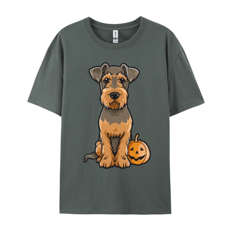 Halloween Airedale Terrier T-shirt New Coming O-Neck Casual 100% Cotton Men's Dog Tshirts Free Shippping Items Lowest Prices