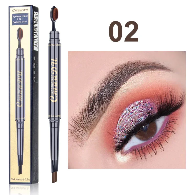 CmaaDu Waterproof Fling Naturally Long Lasting Eye Brows  Pencil Styler Precise Microfine Eyebrow Black Brown With Brush Makeup