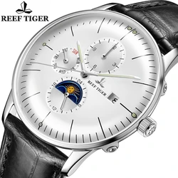 Reef Tiger orologio da polso meccanico ultrasottile automatico da uomo zaffiro cristallo fasi lunari data settimana calendario orologio Relogio Masculino