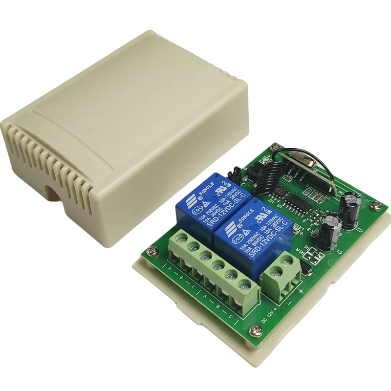 DC 12V 2-Channel Wireless Remote Control Switch 433MHz High-Power Dual-Channel Forward and Reverse Access Control Switch
