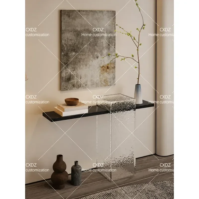 Modern Solid Wood Entryway Table Minimalist Floating Console Table Wall Mounted Entrance Hallway Storage Cabinet for Home