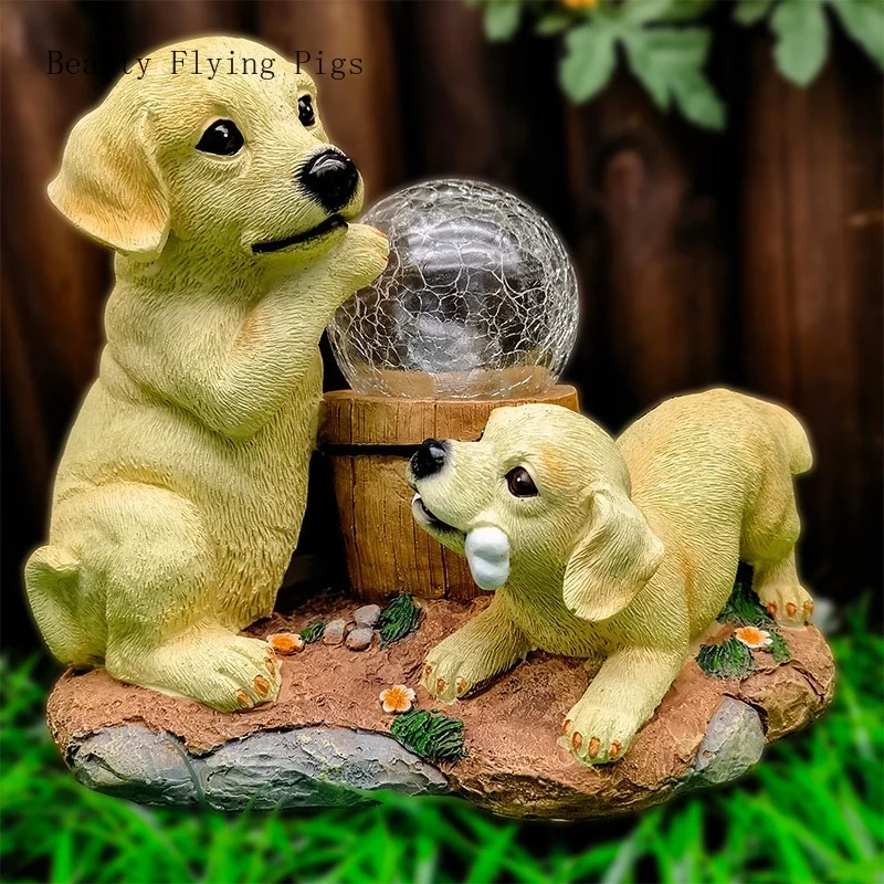 1pc solar energy Dog crack light Simulated animals outdoors waterproof courtyard garden Decoration  home accessories  figurines