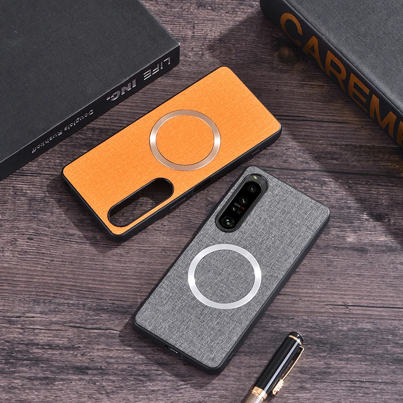 Shockproof Fabric Cloth Texture Magsafe Wireless Charging Case for Sony Xperia 5 IV 5 V VI 10 III II, Slim Matte Magnetic Cover