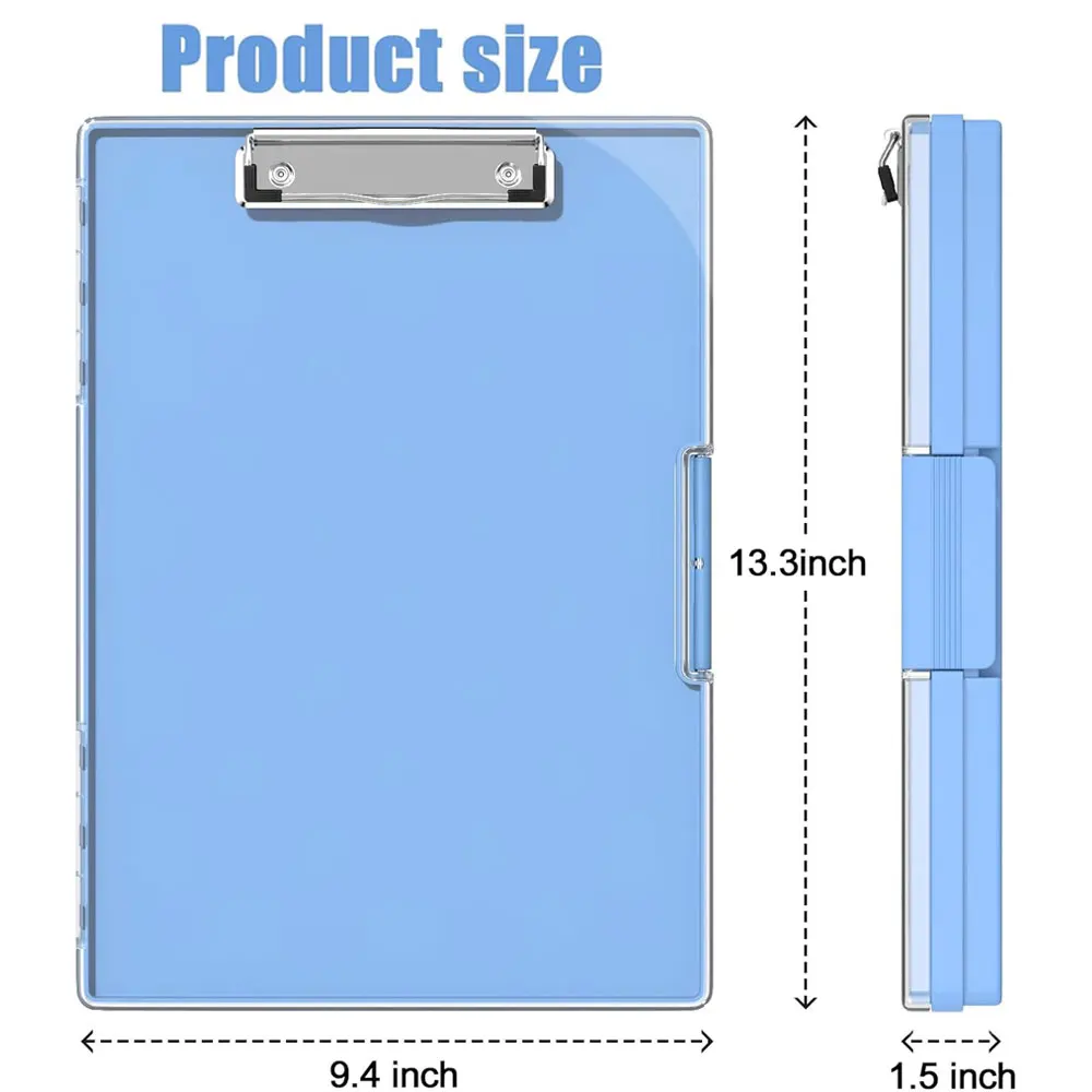 Side-opening writing pad with storage function - double-layer design, 8.5 x 11 inches, transparent erasable writing pad
