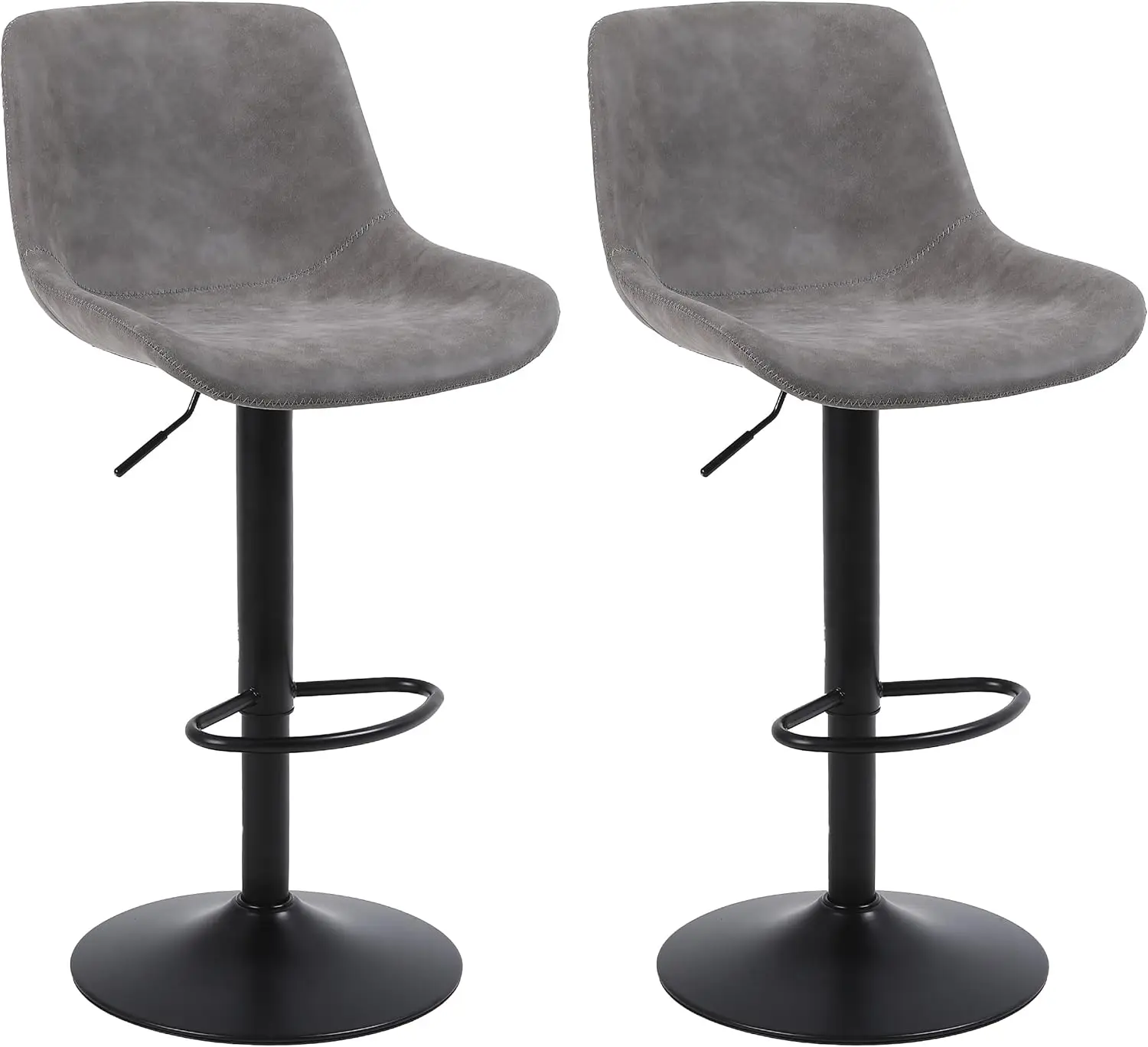 Bar Stools, Swivel Counter Height Barstools With Back, Adjustable Modern Bar Chairs, Tall Arml Pu Leather Kitchen Island Stool