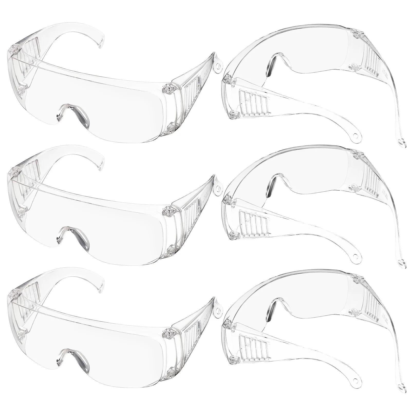 

6 Pairs Protective Goggles Glasses Safety Guards for Adjustable Transparent Plastic