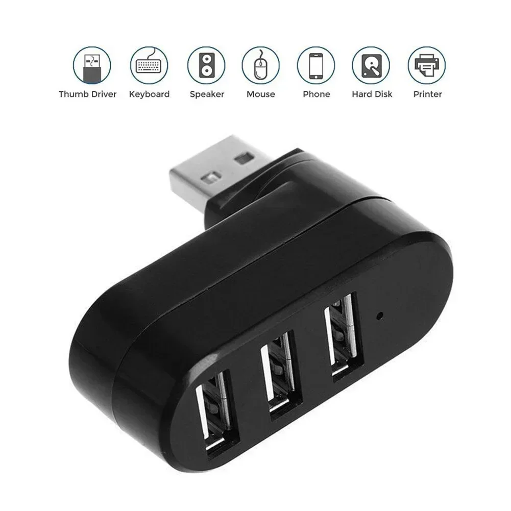 USB 2.0 Hub USB Hub Multi USB Splitter Hub Rotatable 3 Port Multiple Expander Splitter Mini USB 2.0 Hub Computer Accessories