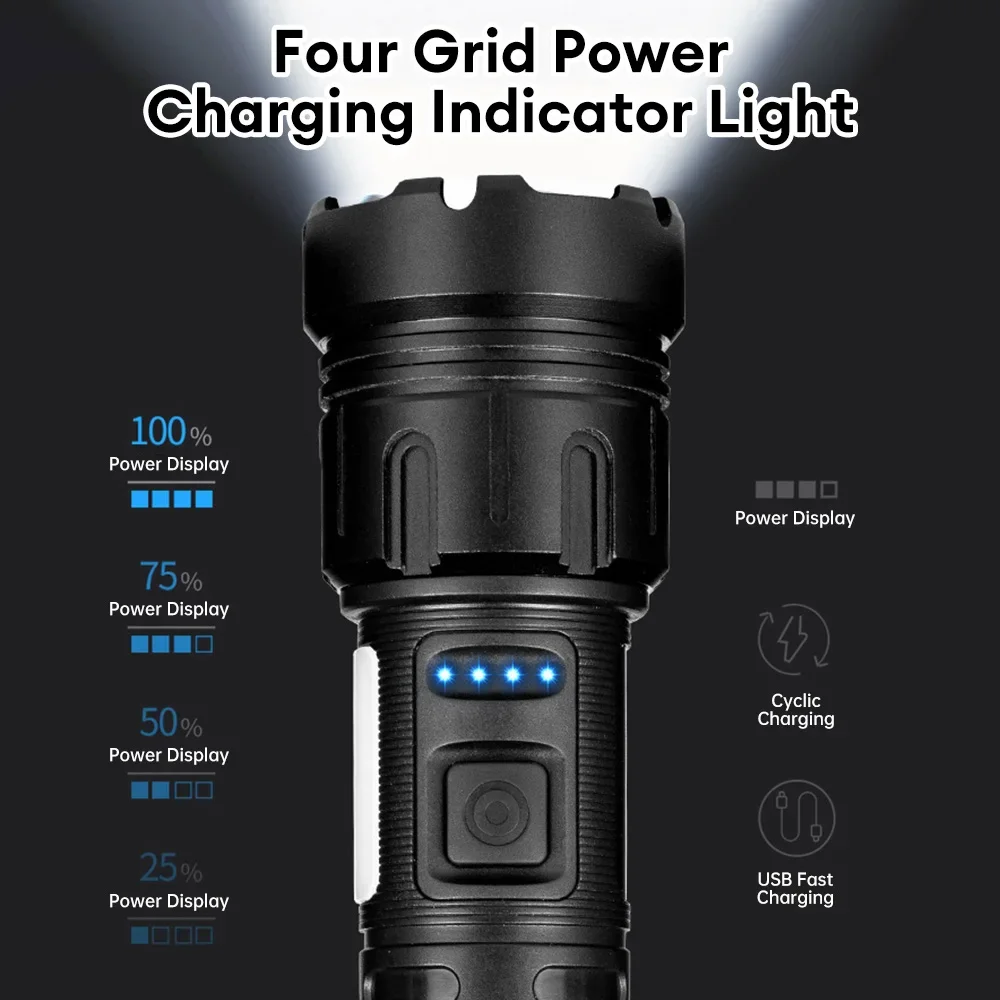 Imagem -02 - Lanternas de Led Recarregáveis Alta Potência Zoom Tocha Longo Alcance Lanterna Tática Mais Poderoso 1000000lm 3000m