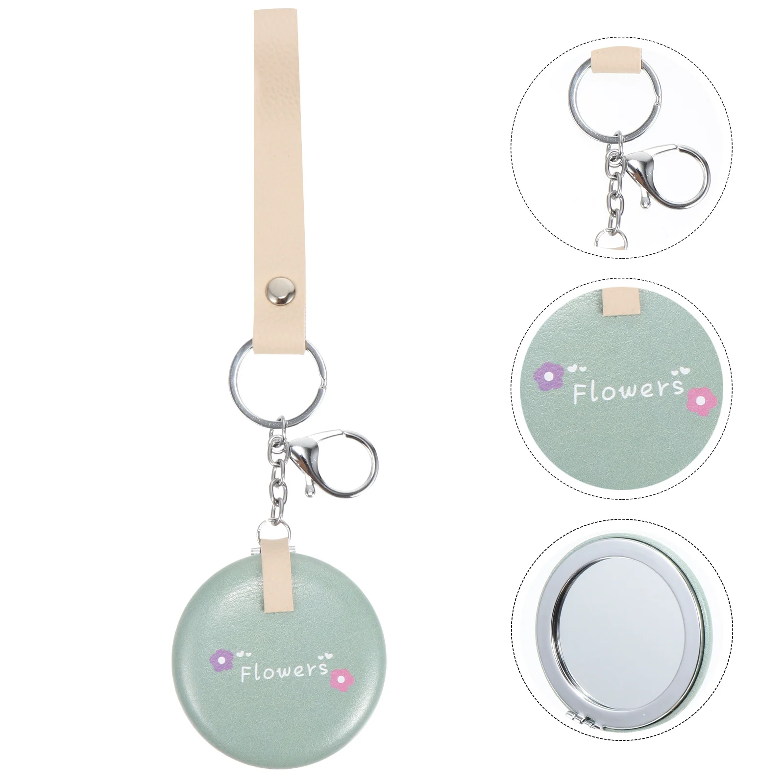 

Small Hand Held Mirror Portable for Keychain Pocket Makeup Travel Purse Make-up Size