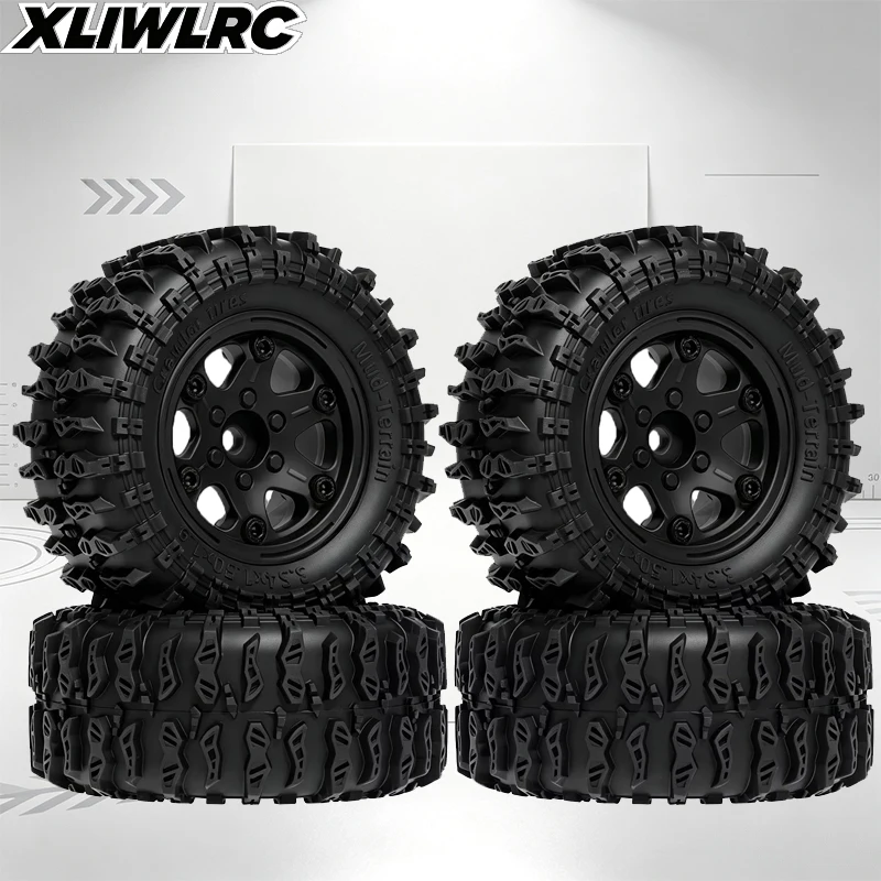 4Pcs 1.9" Plastic Beadlock Wheels + Crawler Tires 90mm OD Fit Traxxas TRX4 RC4WD D90 Axial SCX10 II III Redcat MST 1/10 RC