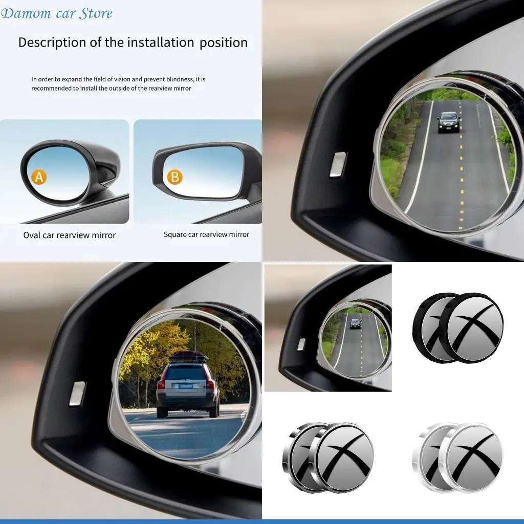 

A2UC Side Rear View Mirror for Car SUV Blind Spots Mirrors Vehicle Accessories Suction Cup Type 2in Round Glass Convex Mirror