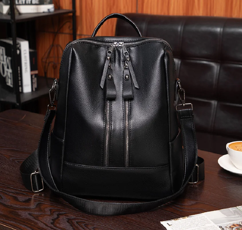 

Новые высококачественные кожаные вместительные дорожные рюкзаки, женские модные винтажные сумки через плечо с двойной молнией, сумки-тоут, школьные сумки