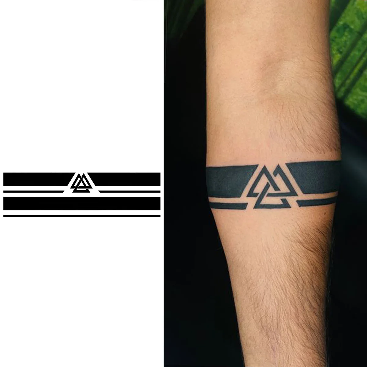 Geometry Armband Temporary Tattoo,Lasts To 15 Days New Technology Magic Waterproof Semi Permanent Sticker.