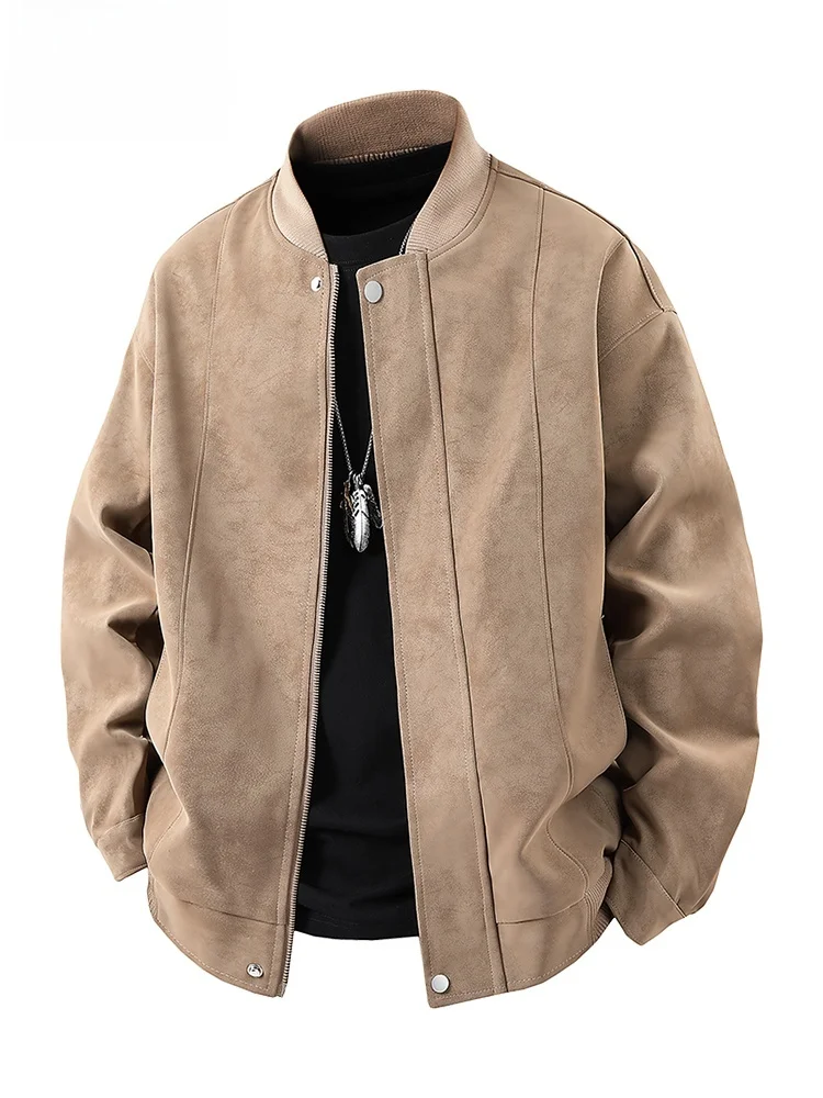 

Мужская летная куртка с хлопковой подкладкой, осень-зима 2022, новое теплое бейсбольное пальто, модная кожаная куртка свободного покроя, цвет