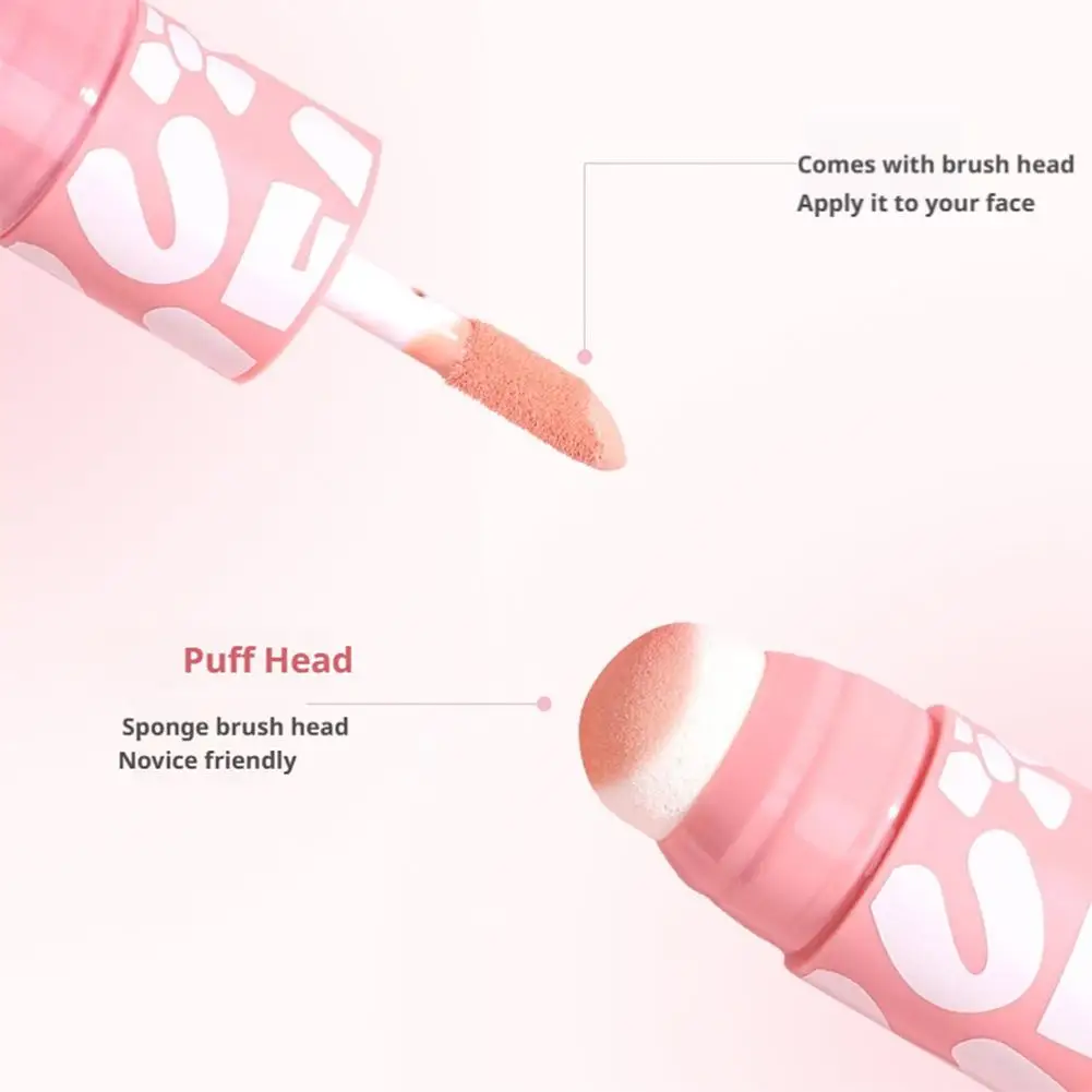 Pink Liquid Blush Double-ended Blusher ครีมแต่งหน้า Rouge Cheek Long-acting กันน้ําผิวหน้าสีสวมใส่ง่ายเครื่องสําอาง