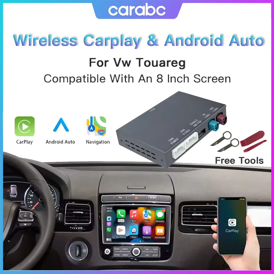 CARABC автомобильный беспроводной Carplay Android Auto для Volkswagen Touareg RNS850 2011-2015, модуль модификации, голосовое управление, зеркальная ссылка