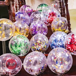 NEW 10Pcs Clear Balloons Confetti Dold Star Ballons Helium Balloon Confetti Inflatable Ball Birthday Deco Wedding Balloon Sequin