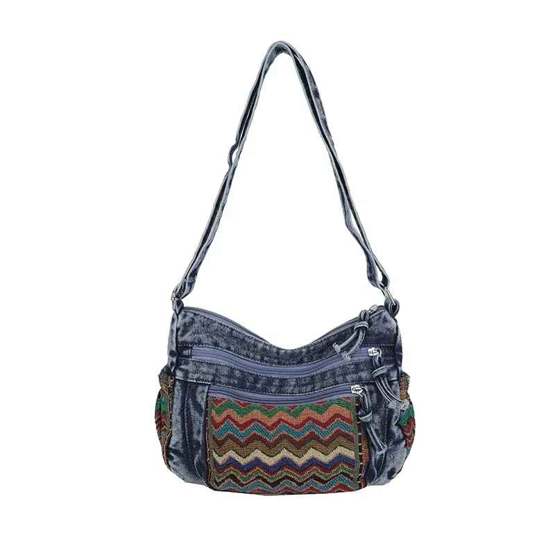 

Новинка 2024 года, синие простые повседневные универсальные джинсовые сумки на плечо, большие вместительные популярные модные молодежные сумки через плечо для женщин