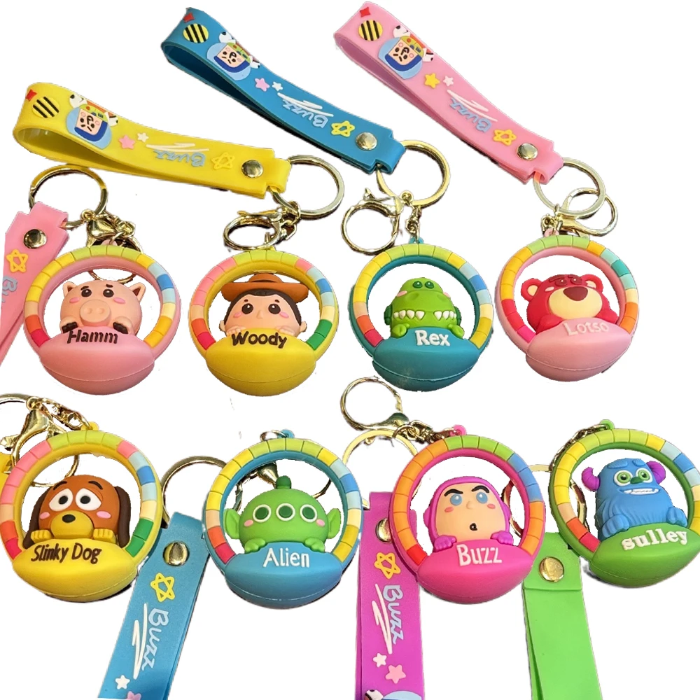 

Genuine Disney Toy Story NEW Key Chain PVC Doll Pendant Buzz Woody Lotso Hamm Alien Backpack Pendant Car Keychain Lover Jewelry